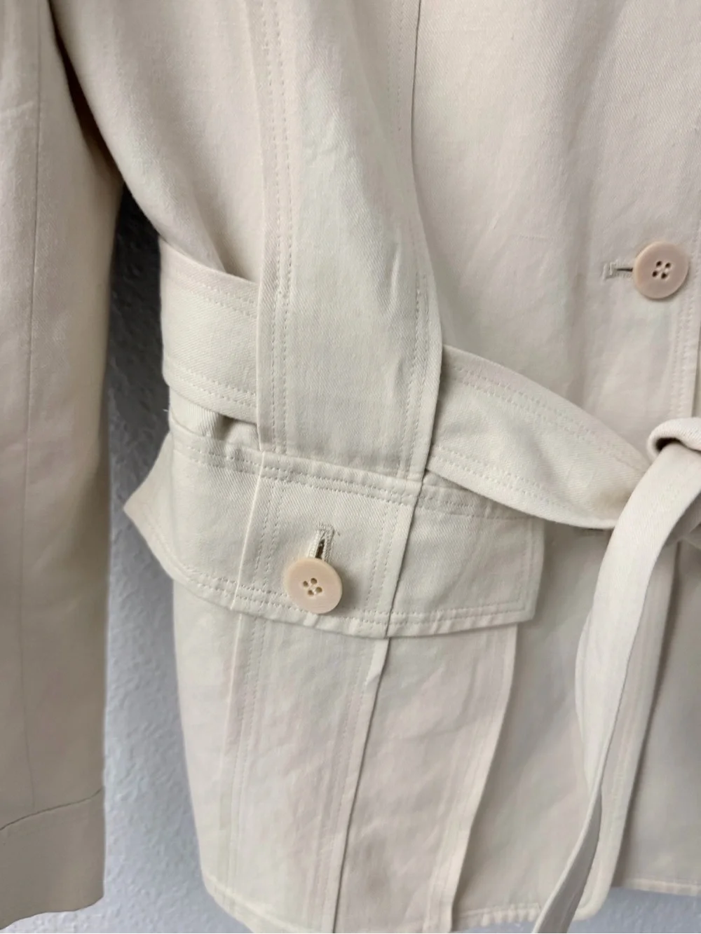 Talbots Cream Italian Blend Tie-Waist Blazer Size 6